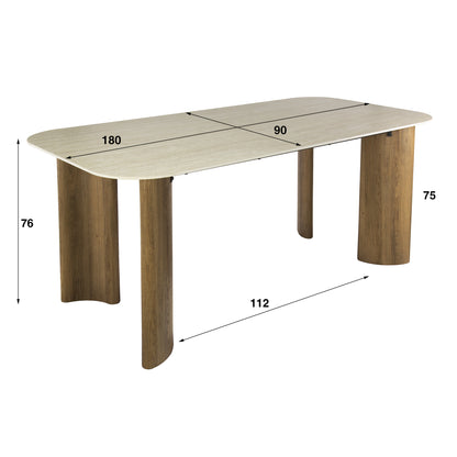 Eettafel Romano Curvo | Keramiek Travertin