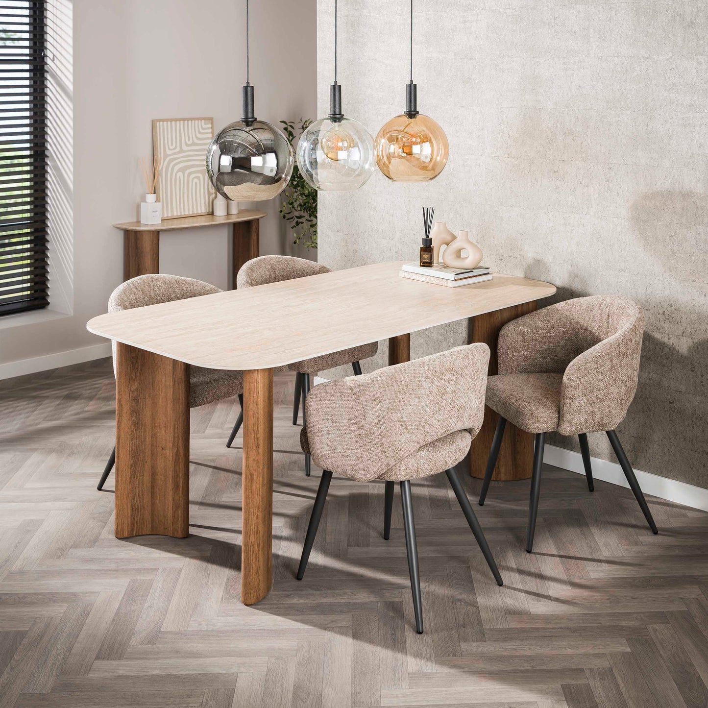Eettafel Romano Curvo | Keramiek Travertin