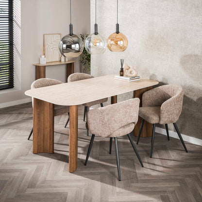 Eettafel Romano Curvo | Keramiek Travertin