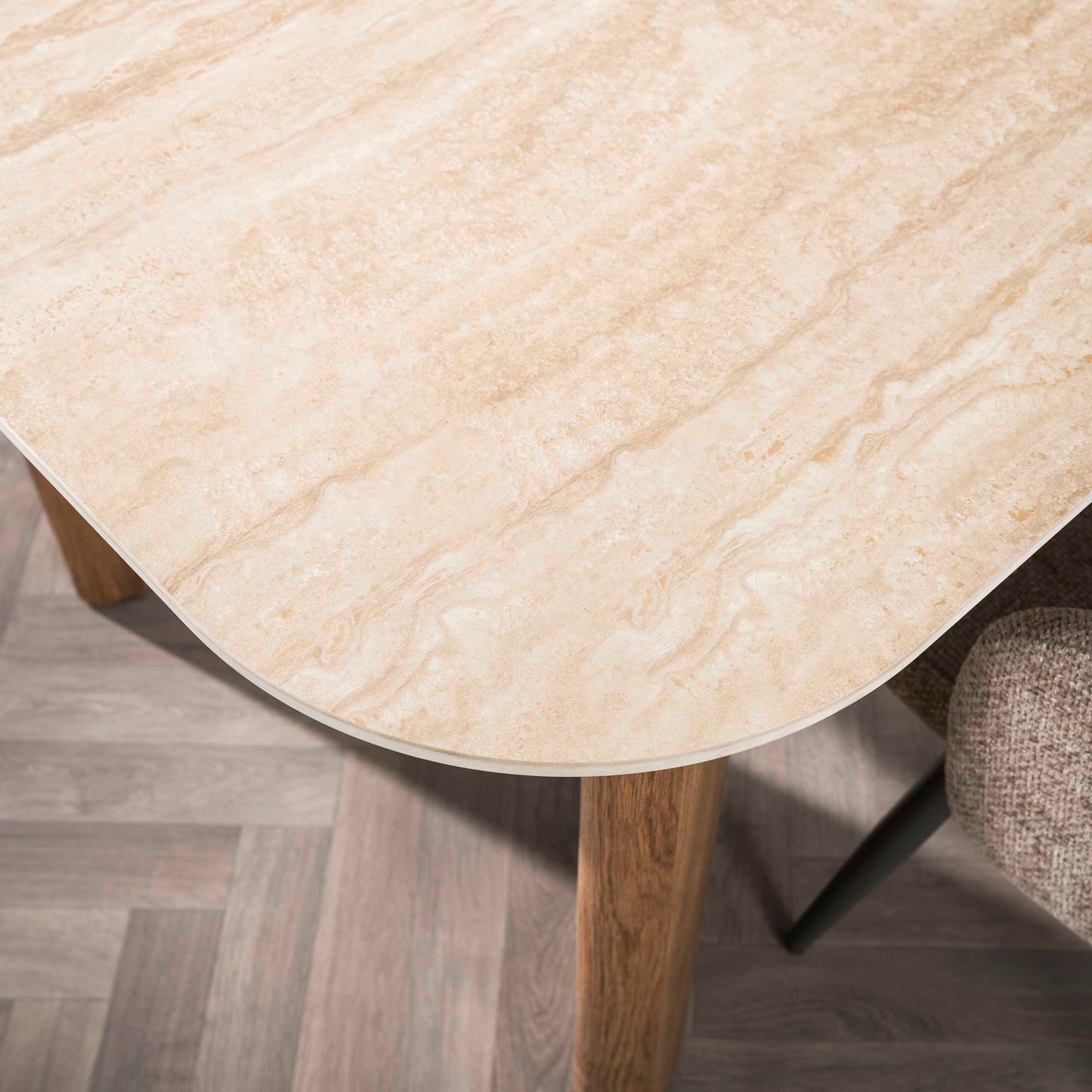 Eettafel Romano Curvo | Keramiek Travertin