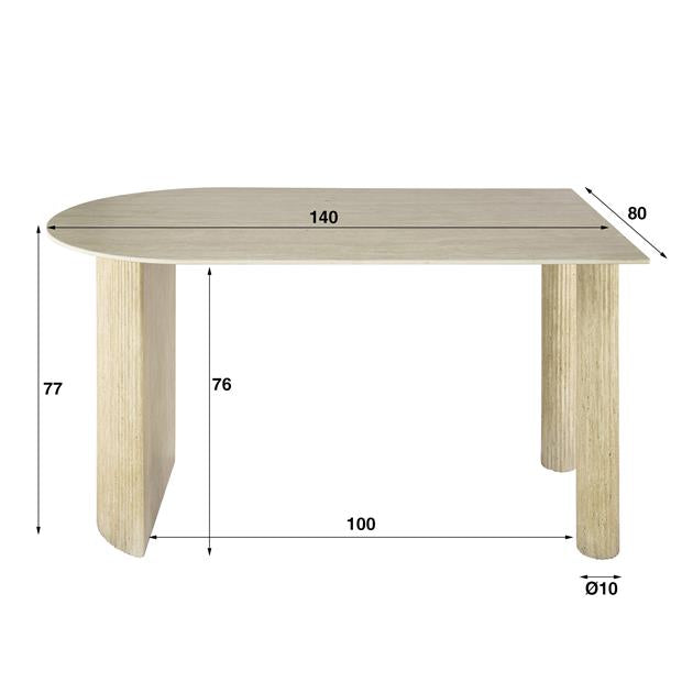 Eettafel Ardent Asymmetrisch | Keramiek beige