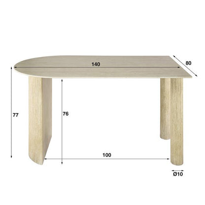 Eettafel Ardent Asymmetrisch | Keramiek beige
