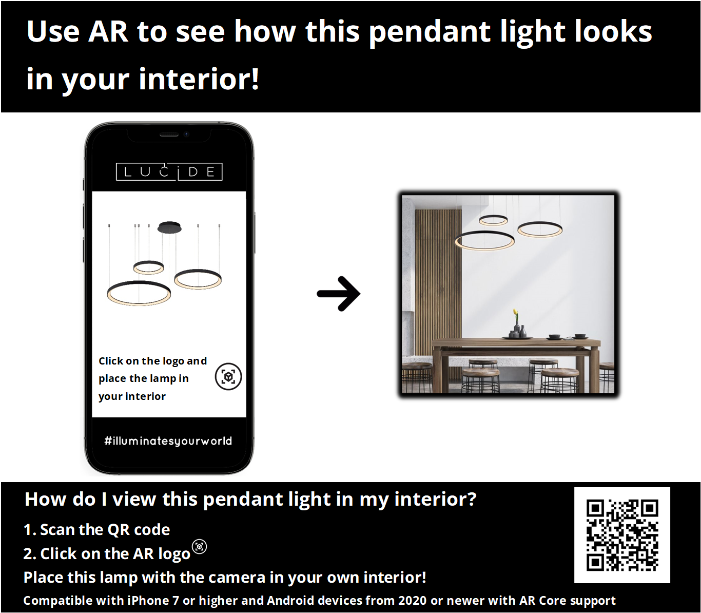 Hanglamp Vidal | 3 Lampen | Ø 78 cm | Zwart