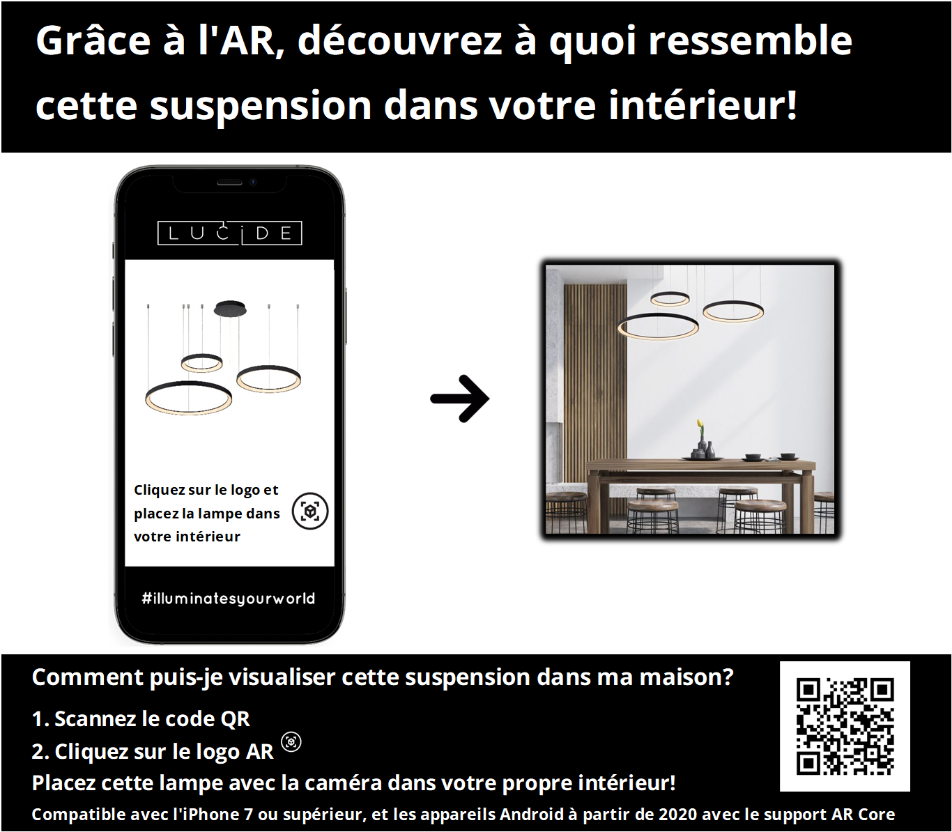 Hanglamp Vidal | 3 Lampen | Ø 78 cm | Zwart