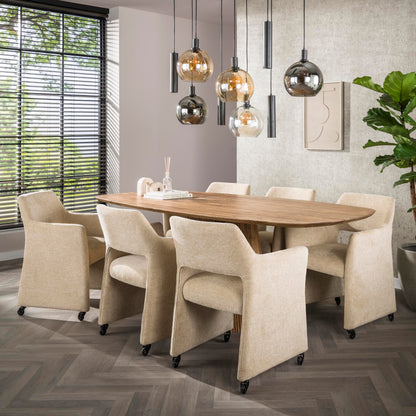 Eetkamerstoel Orin | Stof Jaroq Beige | Met Wieltjes