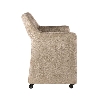 Eetkamerstoel Orin | Stof Alura Zand | Met Wieltjes