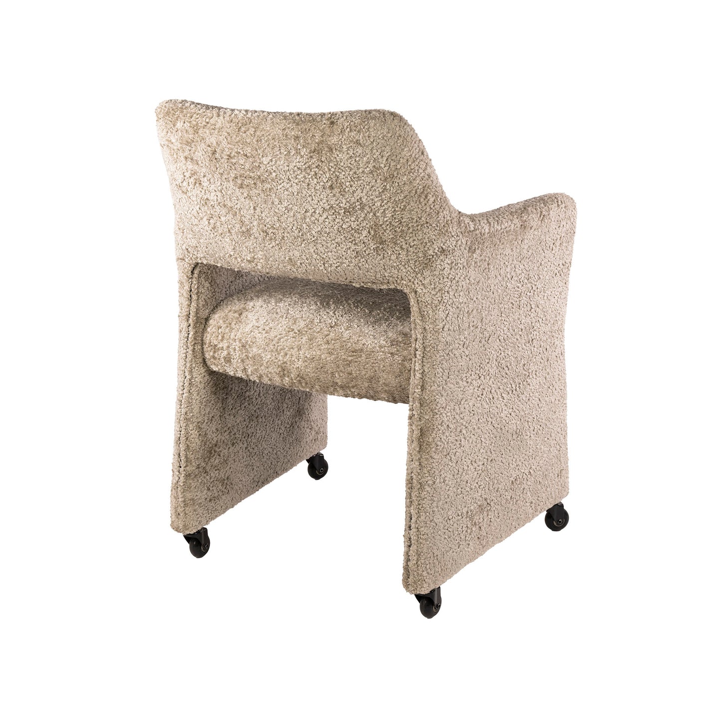 Eetkamerstoel Orin | Stof Alura Zand | Met Wieltjes