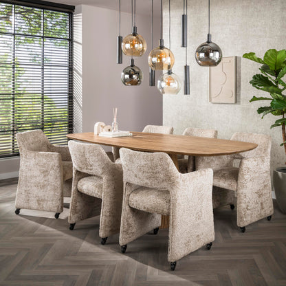 Eetkamerstoel Orin | Stof Alura Zand | Met Wieltjes