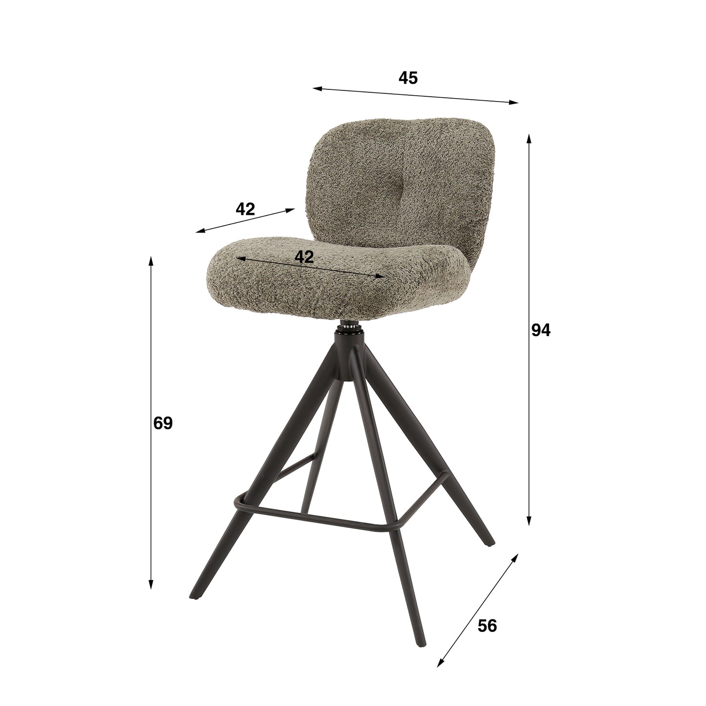 Barstoel Read | Taupe Bouclé