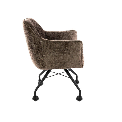 Eetkamerstoel Raster | Stof Hoven Taupe | Met Wieltjes