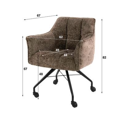 Eetkamerstoel Raster | Stof Hoven Taupe | Met Wieltjes