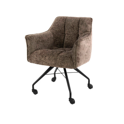 Eetkamerstoel Raster | Stof Hoven Taupe | Met Wieltjes