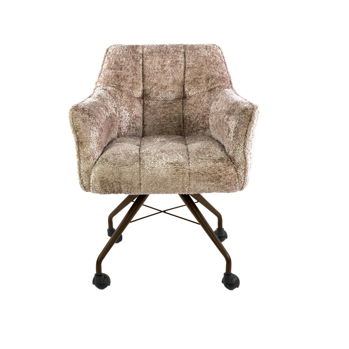 Eetkamerstoel Raster | Zand-Bruin Alura Stof | Brons Onderstel