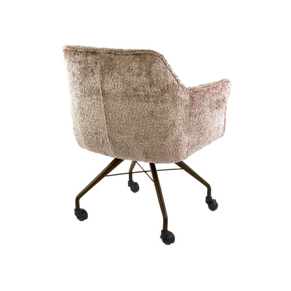 Eetkamerstoel Raster | Zand-Bruin Alura Stof | Brons Onderstel