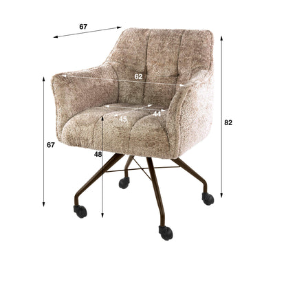 Eetkamerstoel Raster | Zand-Bruin Alura Stof | Brons Onderstel