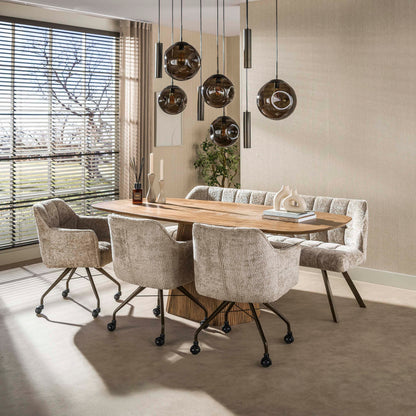 Eetkamerstoel Raster | Zand-Bruin Alura Stof | Brons Onderstel