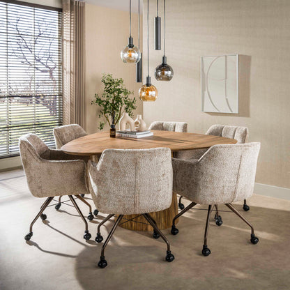 Eetkamerstoel Raster | Zand-Bruin Alura Stof | Brons Onderstel