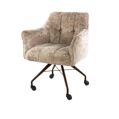 Eetkamerstoel Raster | Zand-Bruin Alura Stof | Brons Onderstel