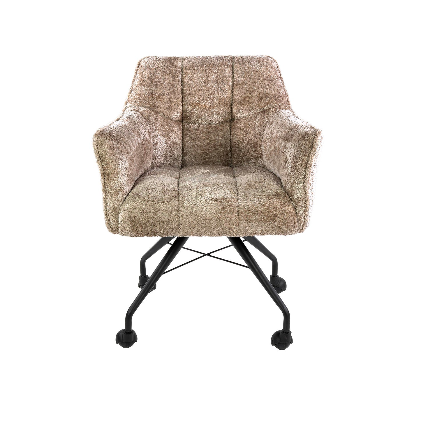 Eetkamerstoel Raster | Stof Alura Zand | Met Wieltjes