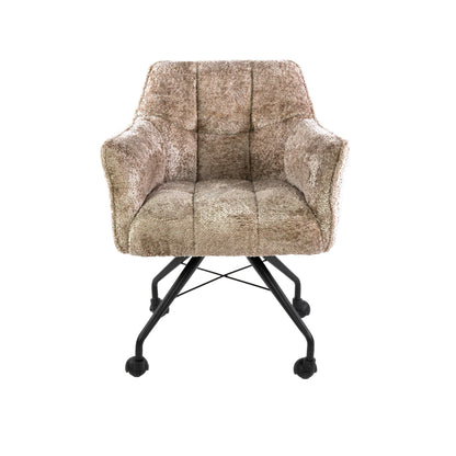 Eetkamerstoel Raster | Stof Alura Zand | Met Wieltjes