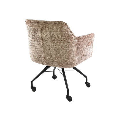 Eetkamerstoel Raster | Stof Alura Zand | Met Wieltjes