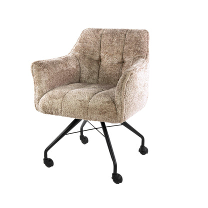 Eetkamerstoel Raster | Stof Alura Zand | Met Wieltjes