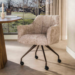 Eetkamerstoel Raster | Zand/Bruin Stof | Brons Onderstel