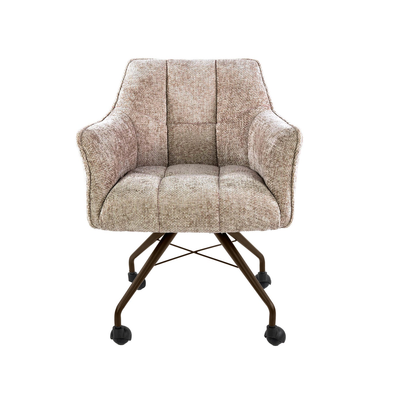 Eetkamerstoel Raster | Zand/Bruin Stof | Brons Onderstel