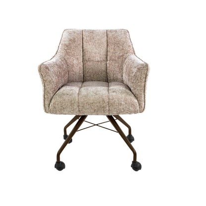 Eetkamerstoel Raster | Zand/Bruin Stof | Brons Onderstel