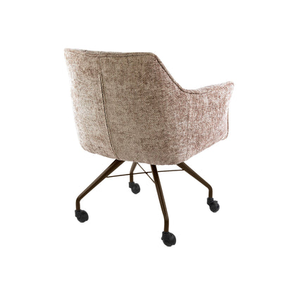 Eetkamerstoel Raster | Zand/Bruin Stof | Brons Onderstel