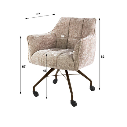 Eetkamerstoel Raster | Zand/Bruin Stof | Brons Onderstel