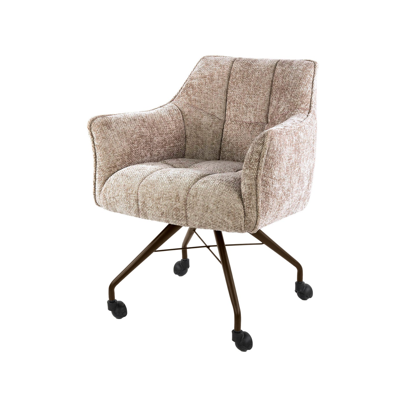 Eetkamerstoel Raster | Zand/Bruin Stof | Brons Onderstel