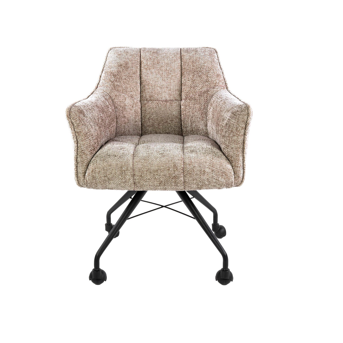 Eetkamerstoel Raster | Stof Hoven Beige | Met Wieltjes