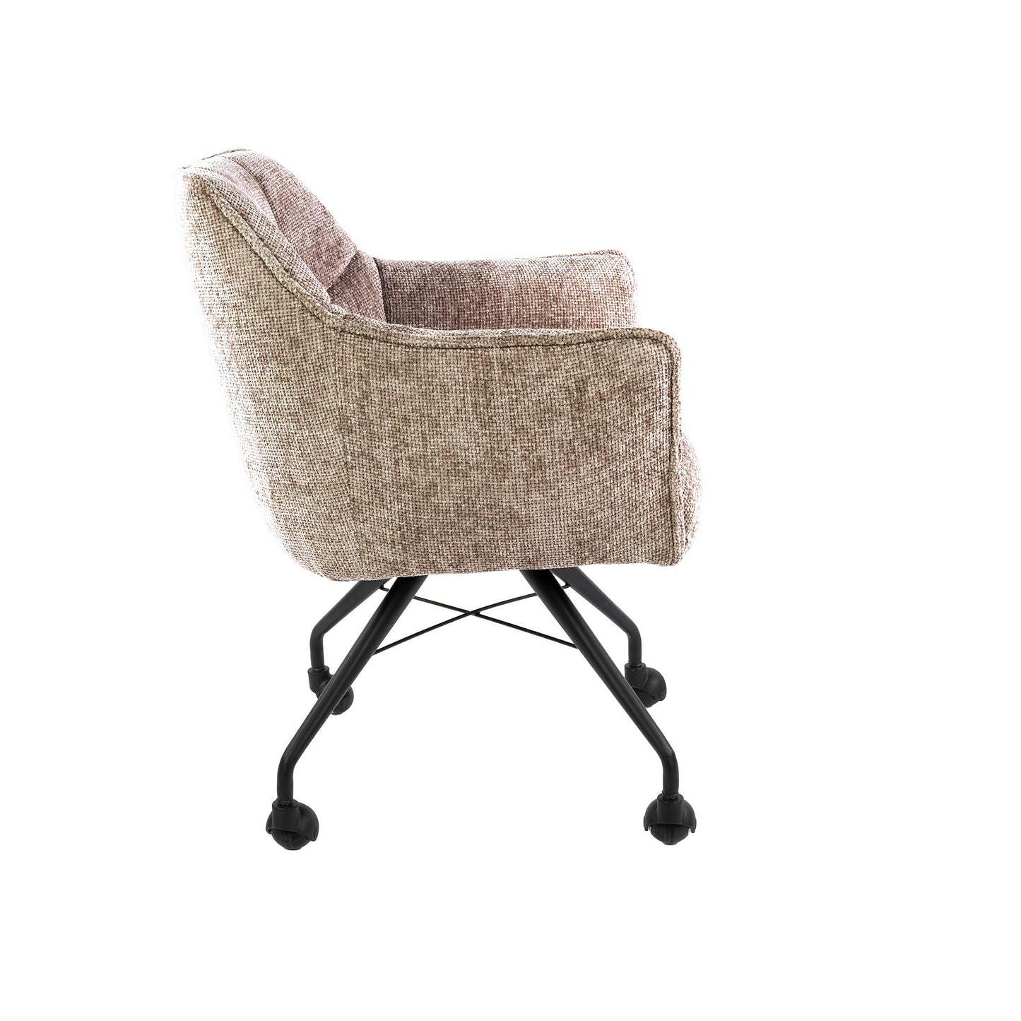 Eetkamerstoel Raster | Stof Hoven Beige | Met Wieltjes