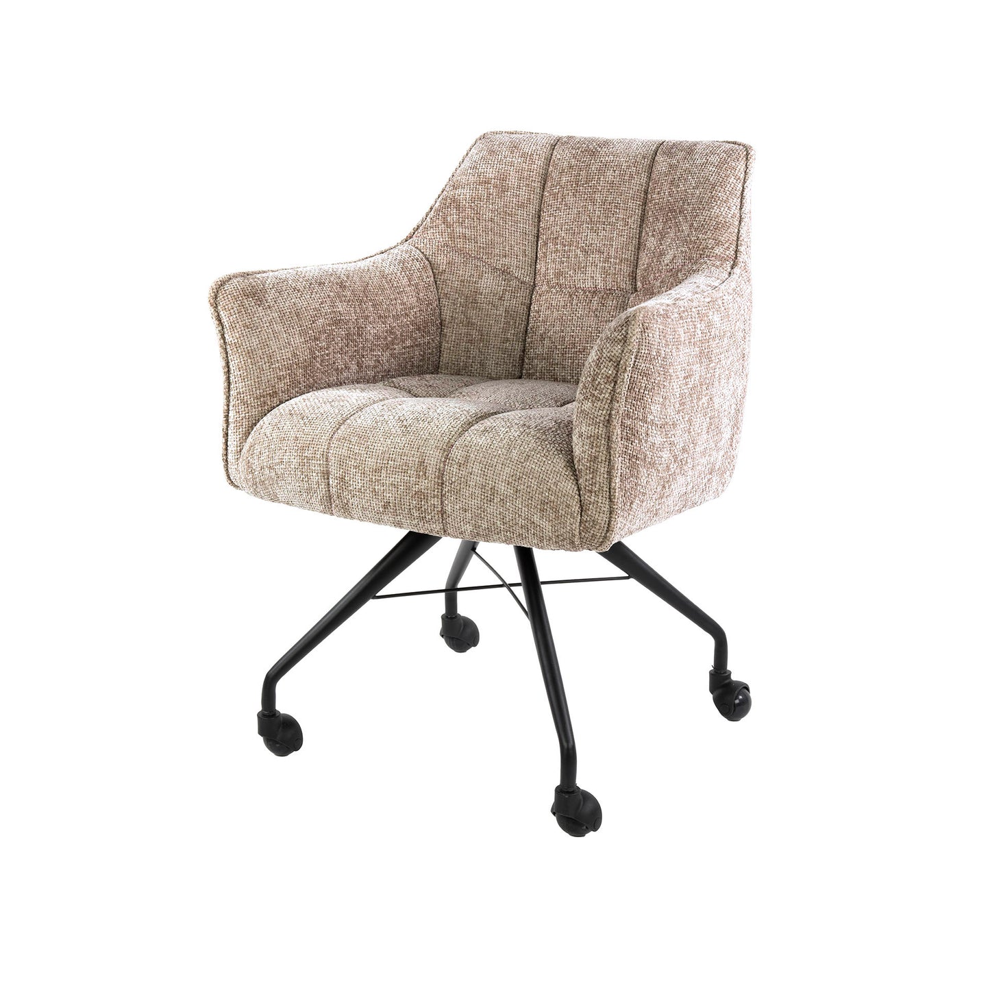 Eetkamerstoel Raster | Stof Hoven Beige | Met Wieltjes