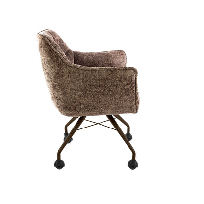 Eetkamerstoel Raster | Champagne-Bruin Alura Stof | Brons Onderstel