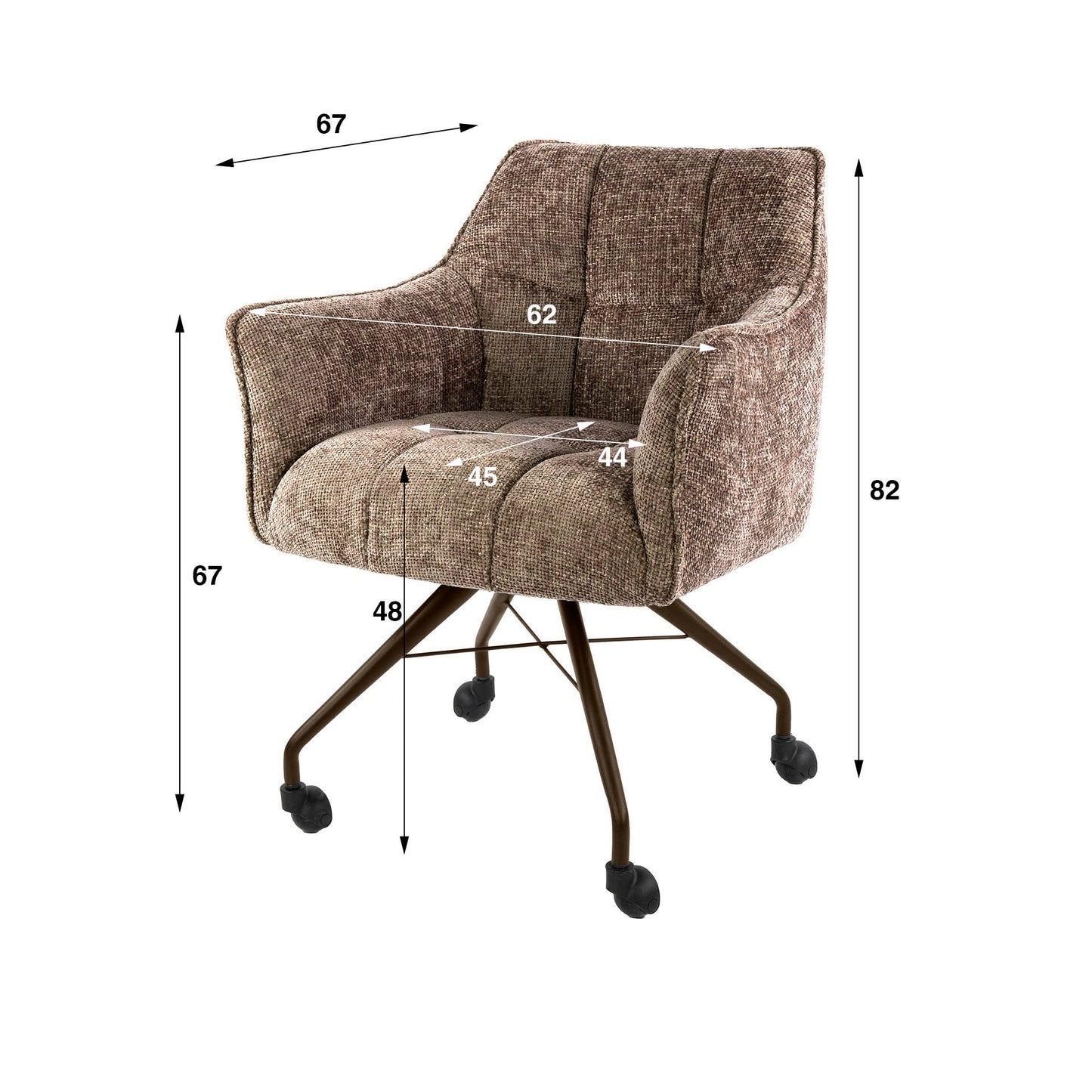 Eetkamerstoel Raster | Champagne-Bruin Alura Stof | Brons Onderstel