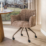 Eetkamerstoel Raster | Champagne-Bruin Alura Stof | Brons Onderstel