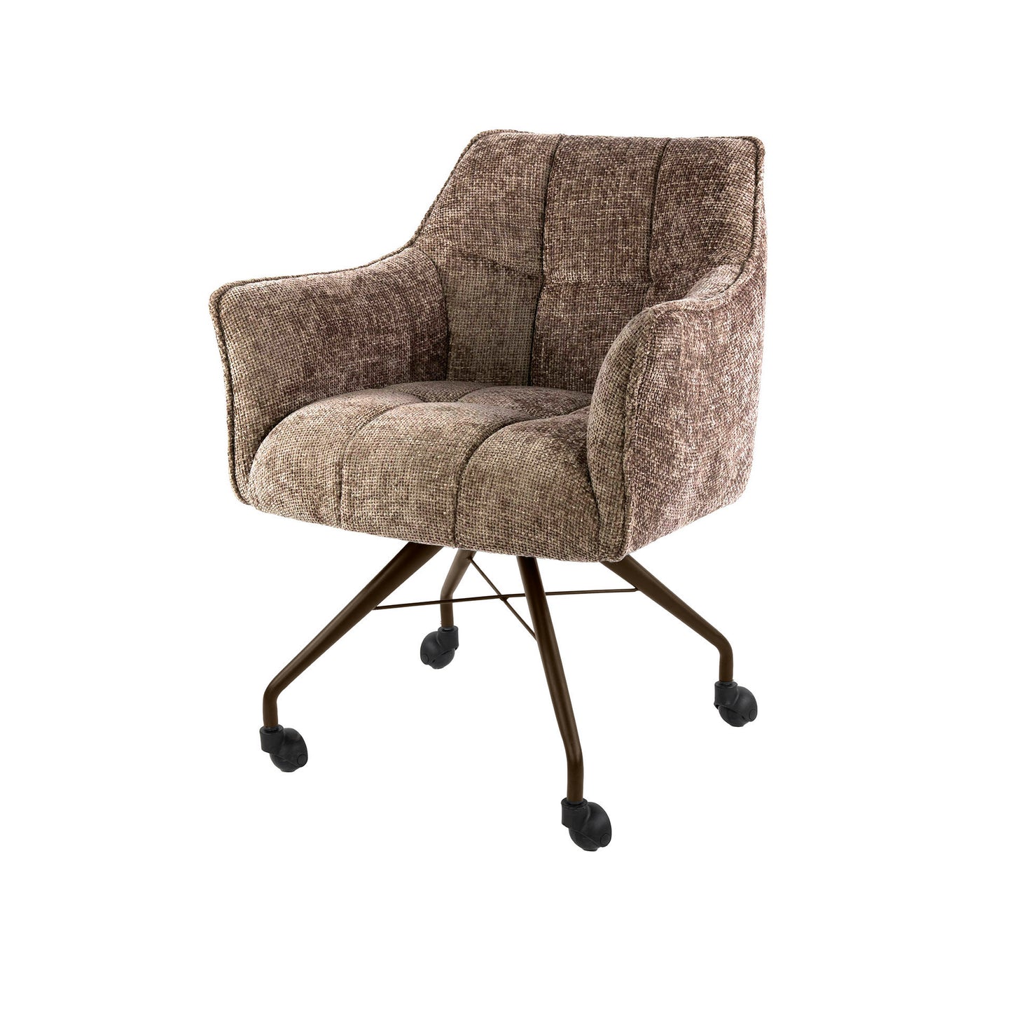 Eetkamerstoel Raster | Champagne-Bruin Alura Stof | Brons Onderstel