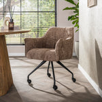 Eetkamerstoel Raster | Stof Hoven Champagne | Met Wieltjes