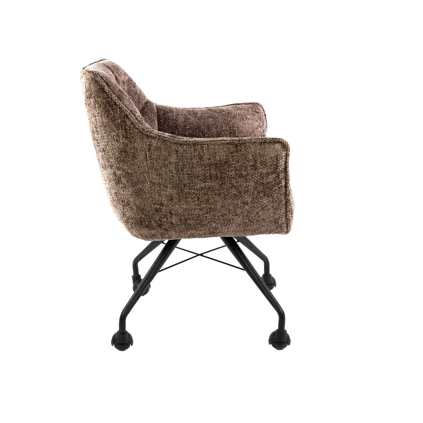 Eetkamerstoel Raster | Stof Hoven Champagne | Met Wieltjes