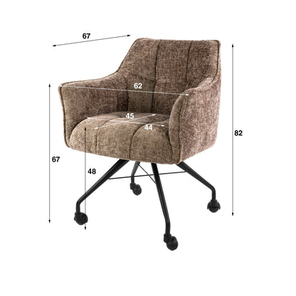 Eetkamerstoel Raster | Stof Hoven Champagne | Met Wieltjes