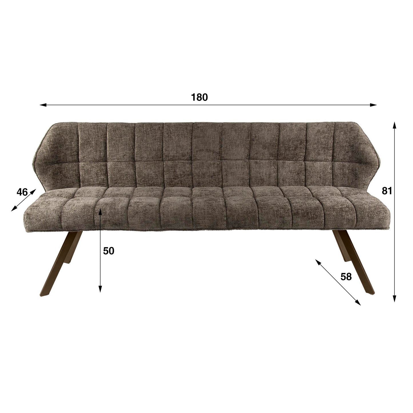 Eetkamerbank Raster | Hoven Taupe | Onderstel Brons