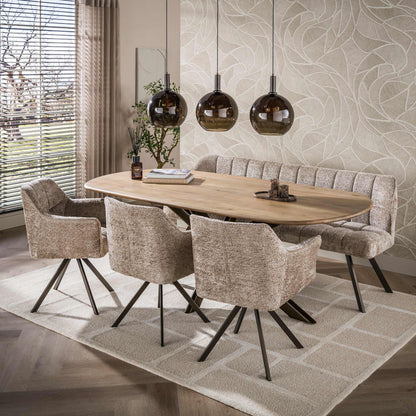 Eetkamerbank Raster | Allura Zand-Bruin | Onderstel Brons