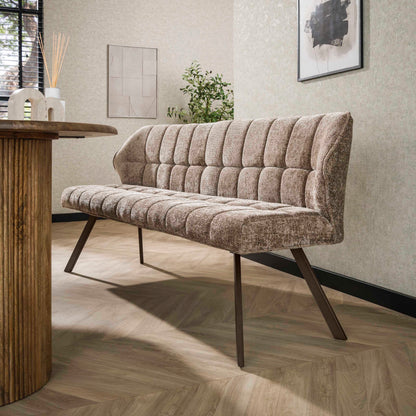 Eetkamerbank Raster | Hoven Beige | Onderstel Brons