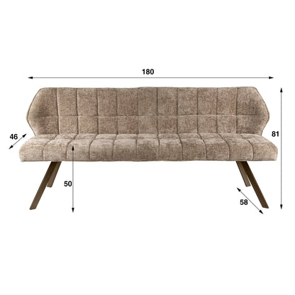 Eetkamerbank Raster | Hoven Beige | Onderstel Brons