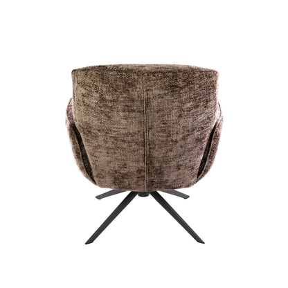 Fauteuil Forza bruin onderstel zwart, achteraanzicht op witte achtergrond