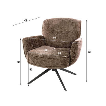 Fauteuil Forza | Bruin | Onderstel Zwart
