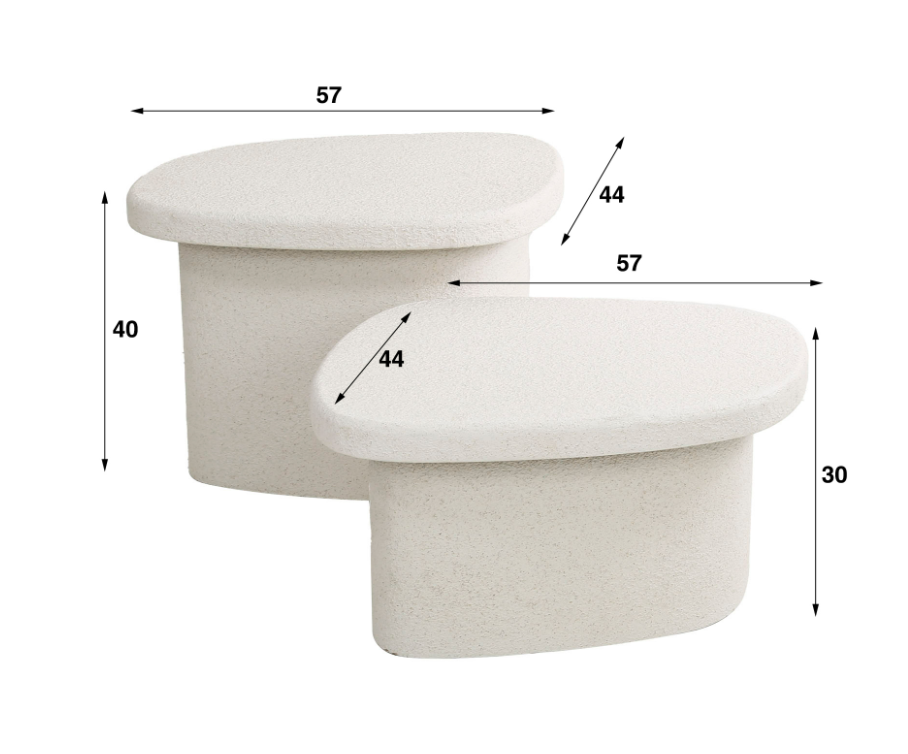 Salontafel Set Lamar | Klein | Wit Marmer