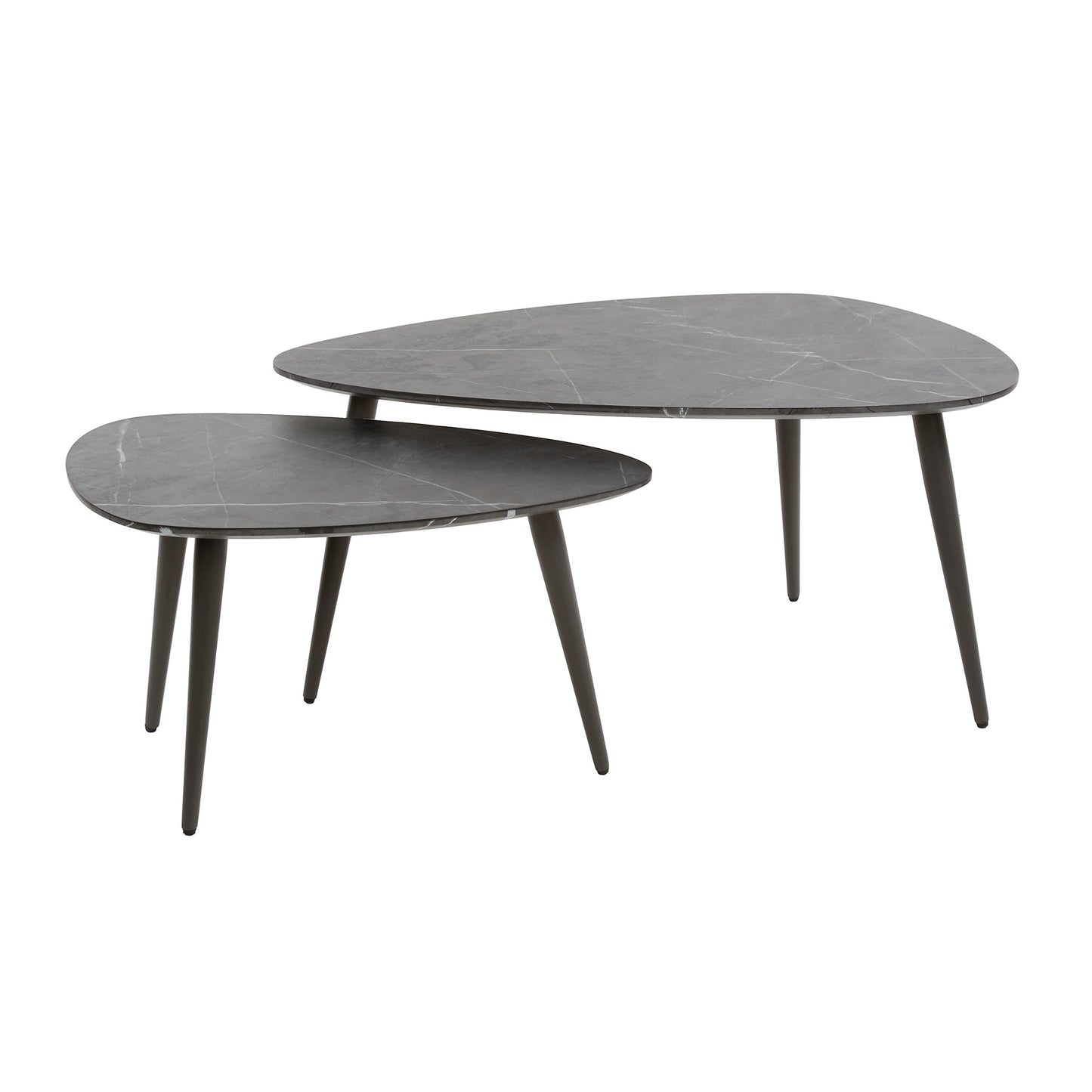 Salontafel Set Rogers | Peervorm | Zwart Melamine